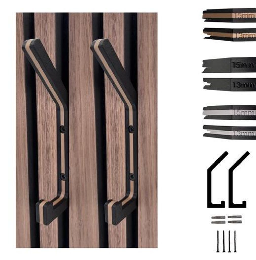 Schwarze Holzhaken für Akustikpanele, 13mm Abstand, stabil