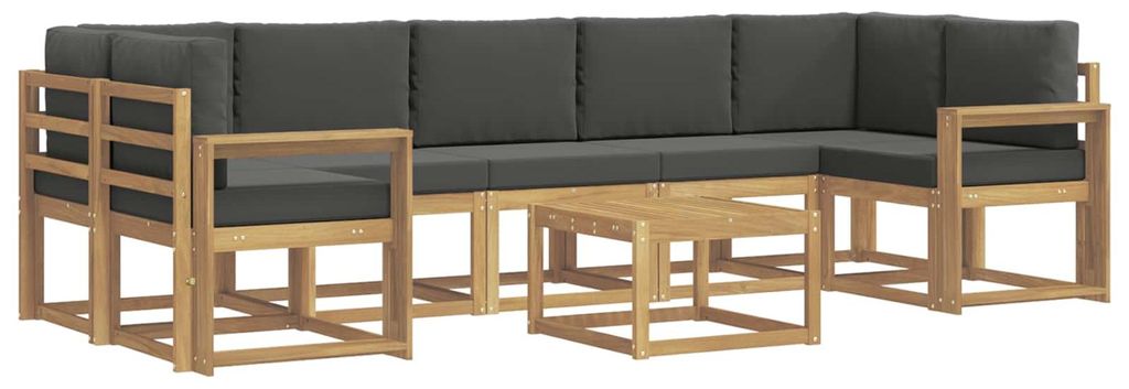 Modulare 6-Sitzer Sofagarnitur aus braunem Akazienholz für den Außenbereich 59x59x37 cm