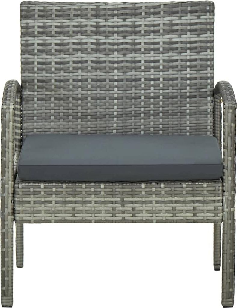 vidaXL Gartenstuhl mit Kissen Poly Rattan Grau Produktbild 