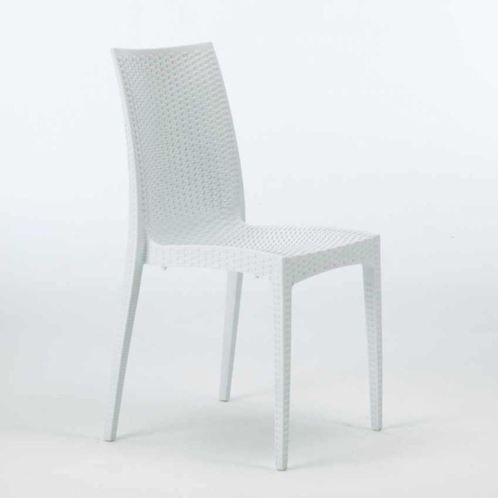 Bistrot Grand Soleil Poly Rattan Bar Garten Eisdiele Stühle stapelbar - Weiß
