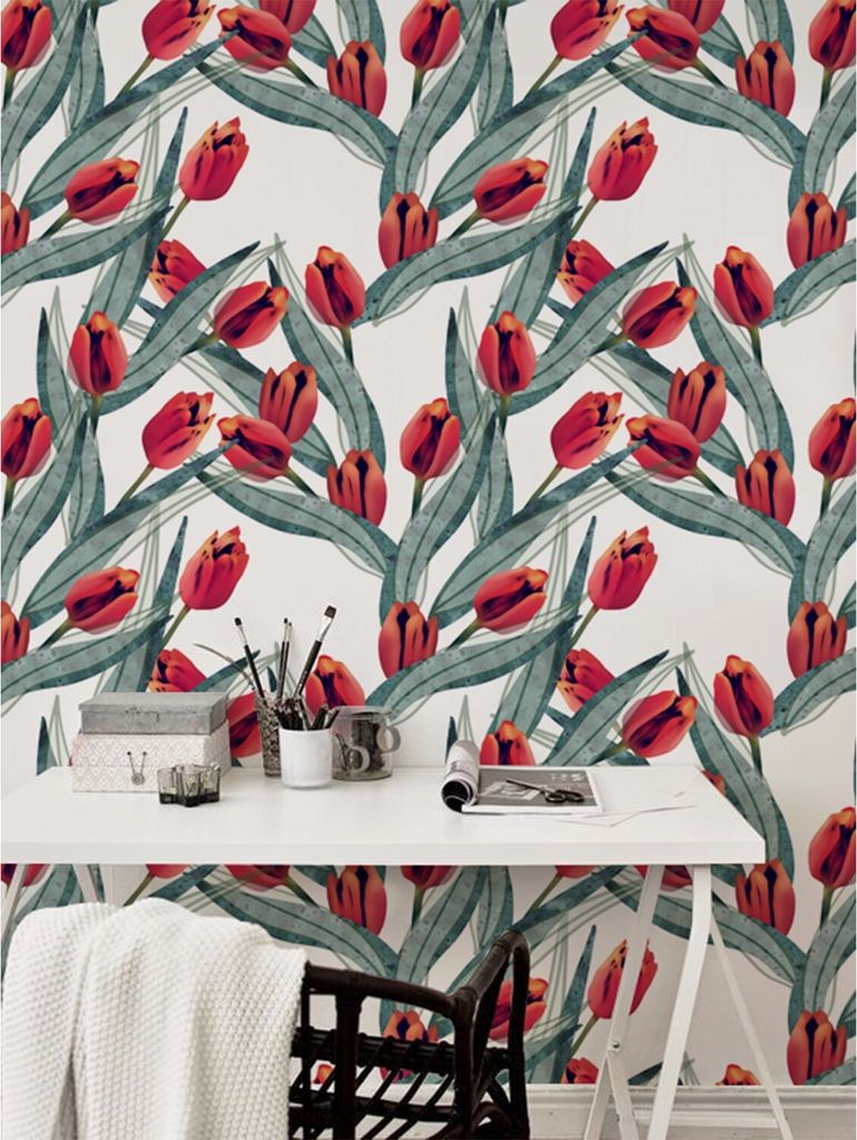 Coloray Fototapete 312x219 cm Vlies-Fototapete - Tulpen floral.