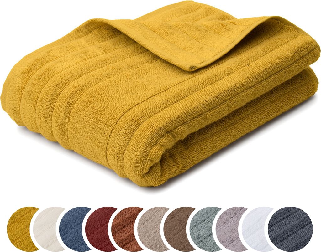 sleepling liebling Duschtuch Luxus Bio Baumwolle, Serie Marseille, 770 gr. / m², 70 x 140 cm, , saugstark, schnelltrocknend, senf