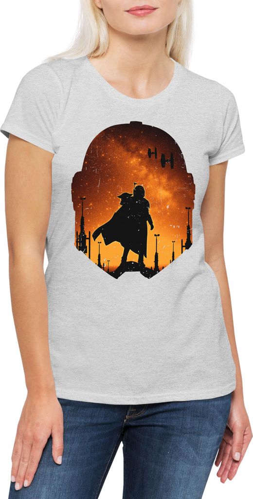 Urban Backwoods Djarin Landscape, Damen T-Shirt, Farbe: Hellgrau, Größe: S