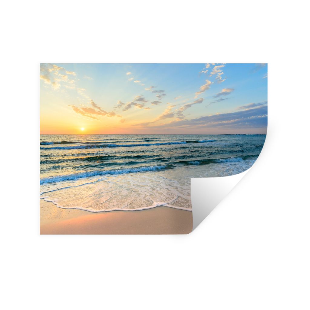 MuchoWow Wandtattoo Wandsticker Wandaufkleber Strand - Meer - Sonnenuntergang - Golf 40x30 cm Selbstklebend und Repositionierbar - Faltenfrei