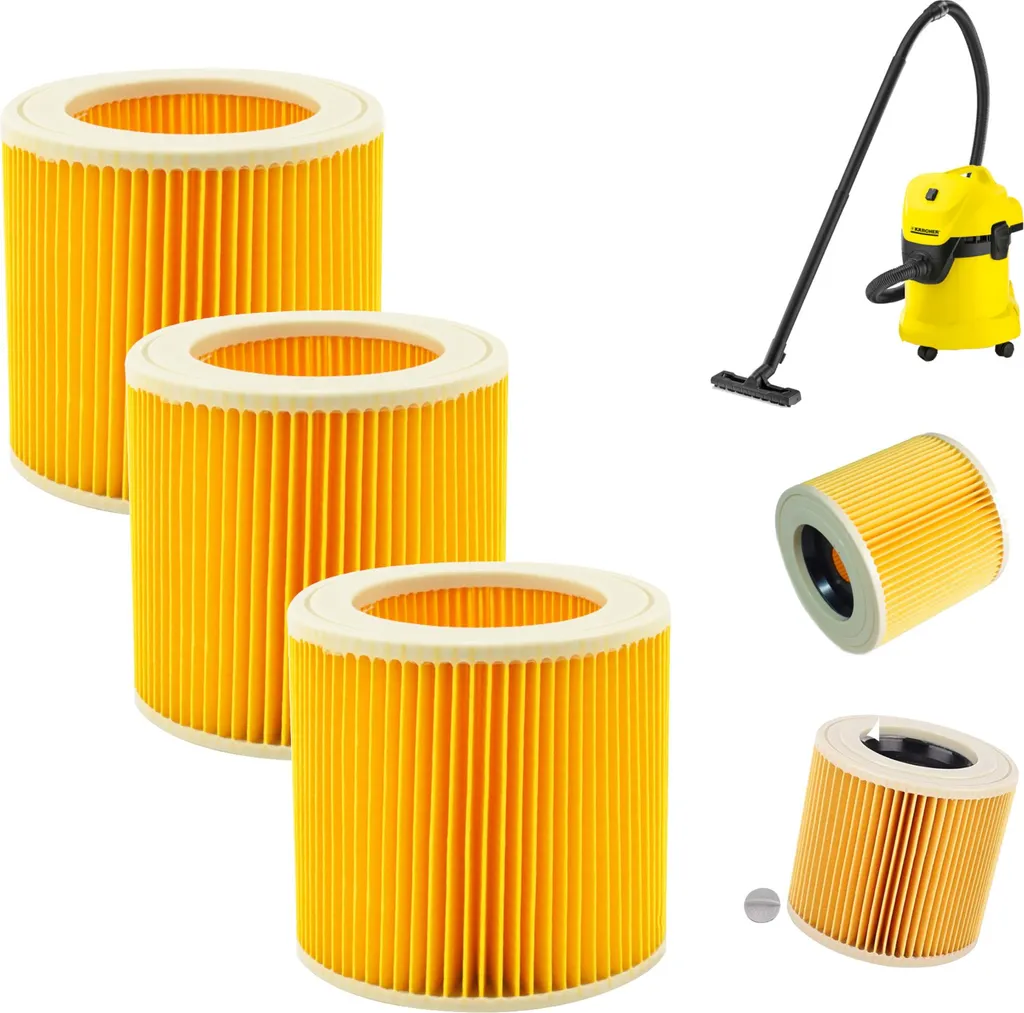 Set 3 Filtri HEPA Botle per Kärcher WD3 WD4 | Pulizia Profonda Casa