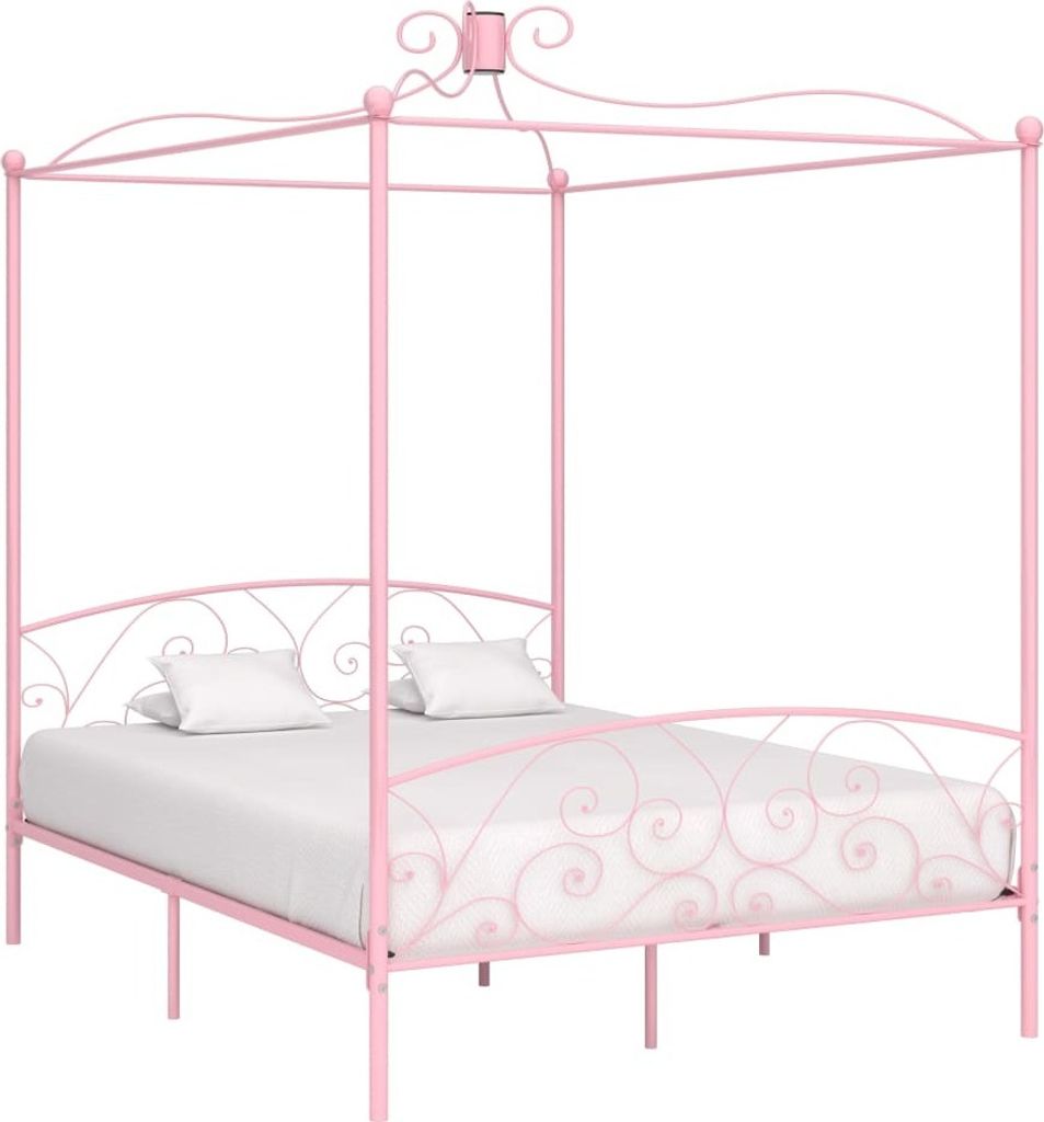vidaXL Himmelbett Gestell Rosa Metall 160 x 200 cm - Bettgestell - Bettgestelle - Bettrahmen - Bett