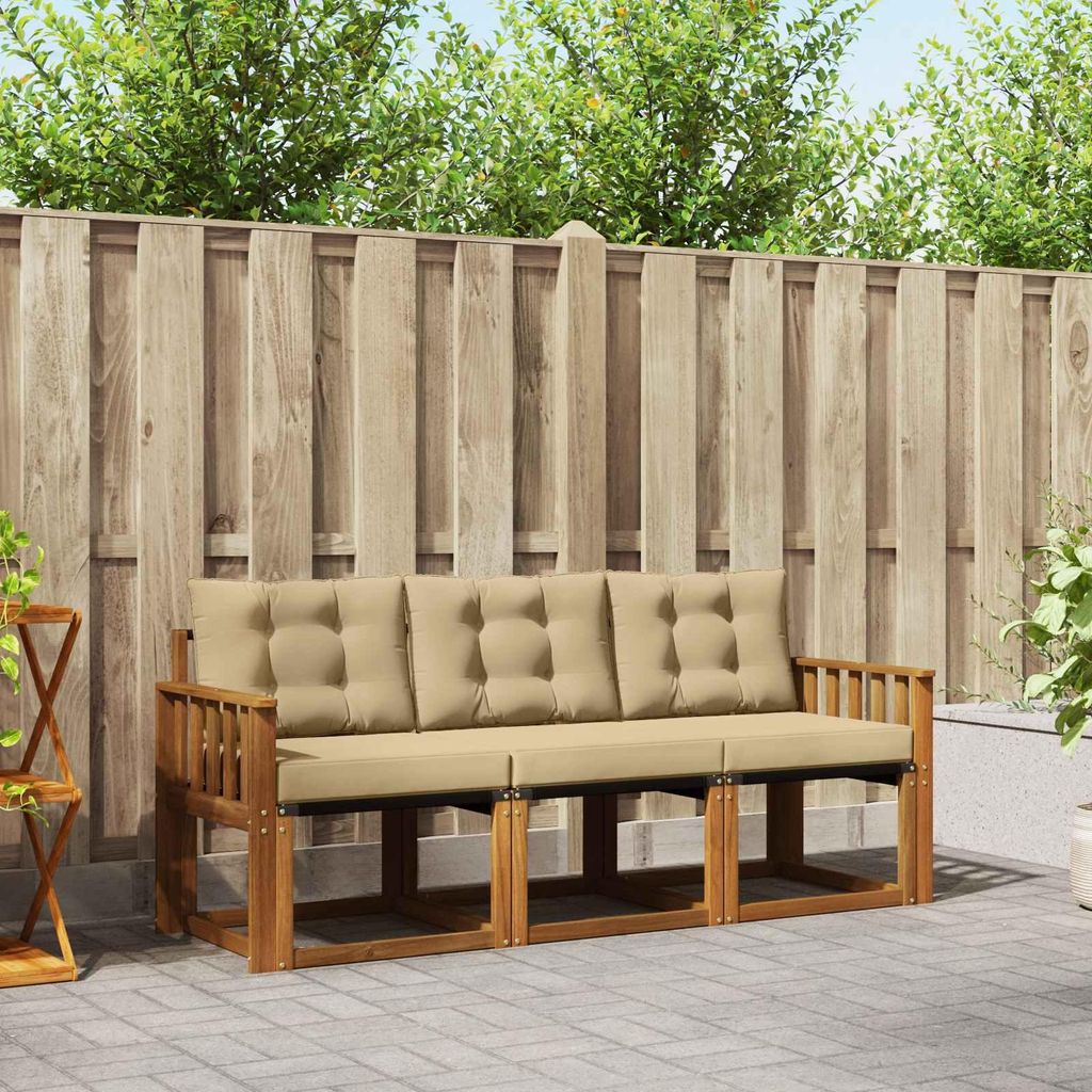 (Robust Möbel)Outdoor-Sofagarnitur - CLORIS - Balkonmöbe/Sitzgruppe - mit Kissen 3 pcs - Moderne Design - Natur und Beige - Gartensofas NeuM...