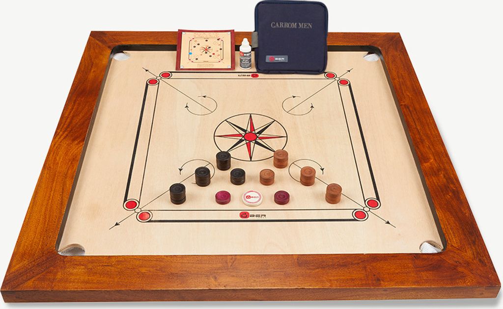 Toernament Carrom spiel - 12 kg. Hartholz India - mit Tisch Produktbild 