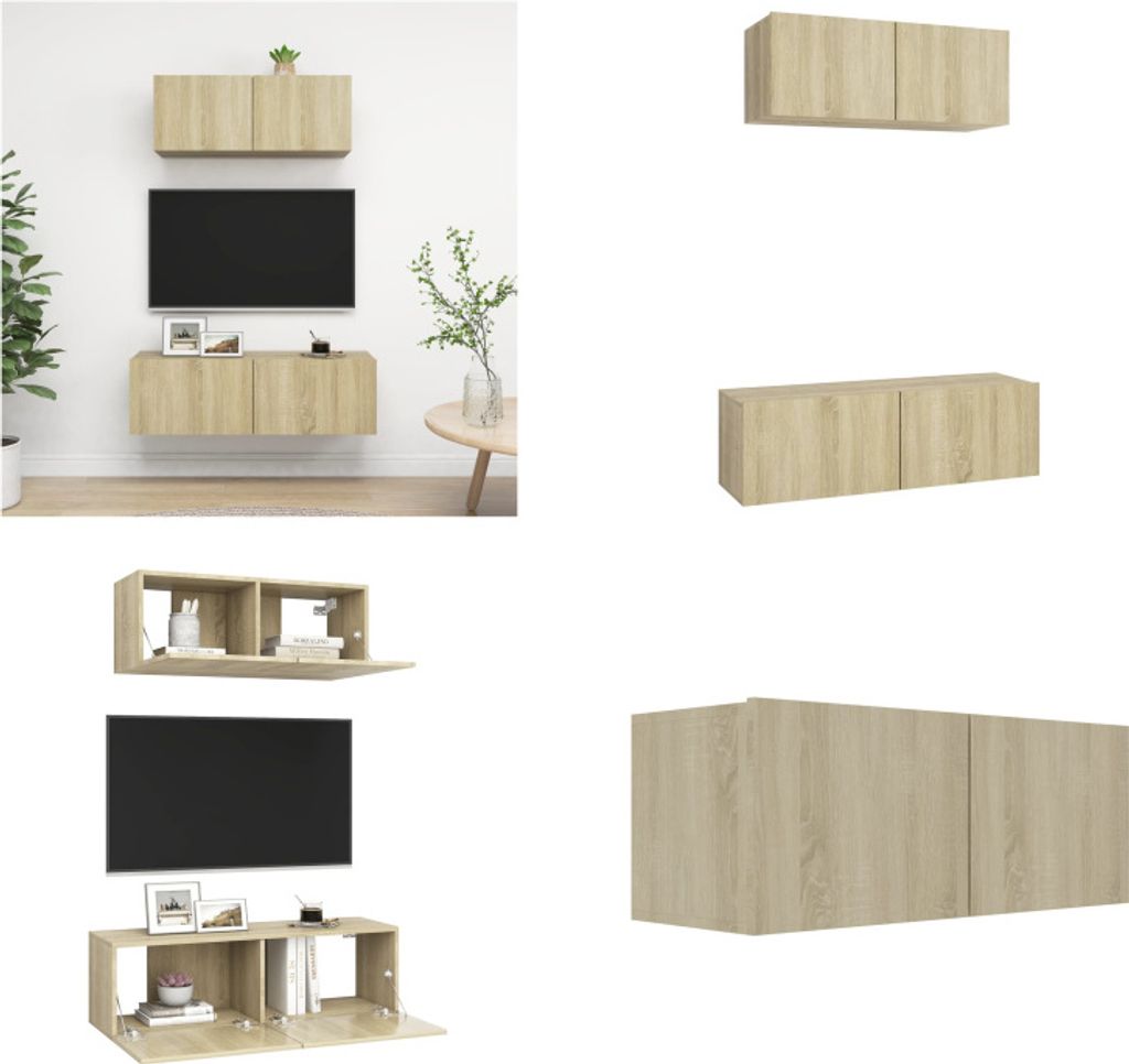 vidaXL 2 tlg. TV Schrank Set Sonoma Eiche Holzwerkstoff - TV-Schrank-Set - TV-Schrank-Sets - Hängendes TV-Schrank-Set - Hängende TV-Schrank-Sets