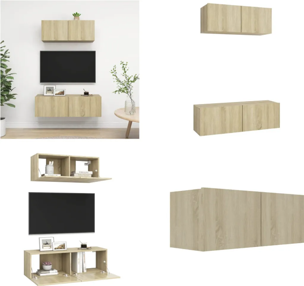 Set Mobili TV Sospesi vidaXL 2 Pezzi Legno Sonoma - Arredo Design Moderno