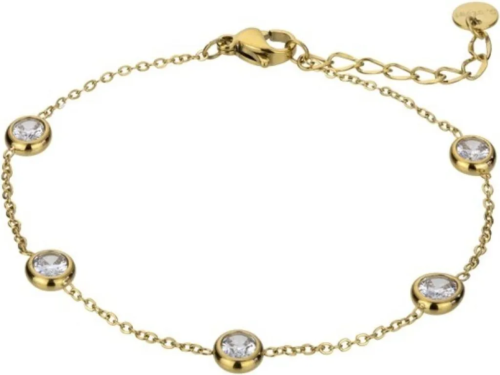 Bracelet gourmette fine en plaqué or pour femme avec zircones clairs