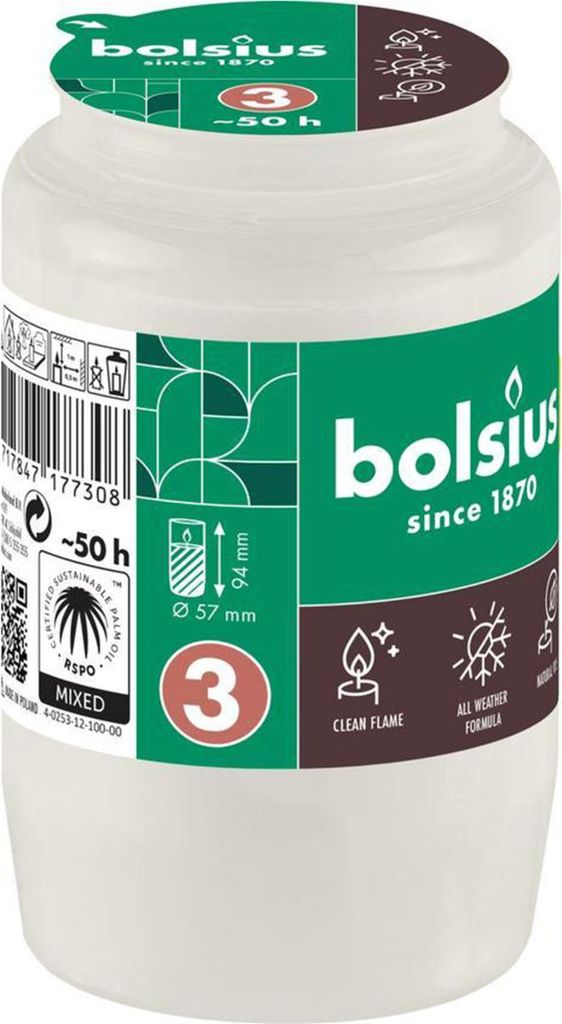 Remplissage Bolsius, 50 h, 152 g, 57 x 94 mm, pour lampe Image du produit 