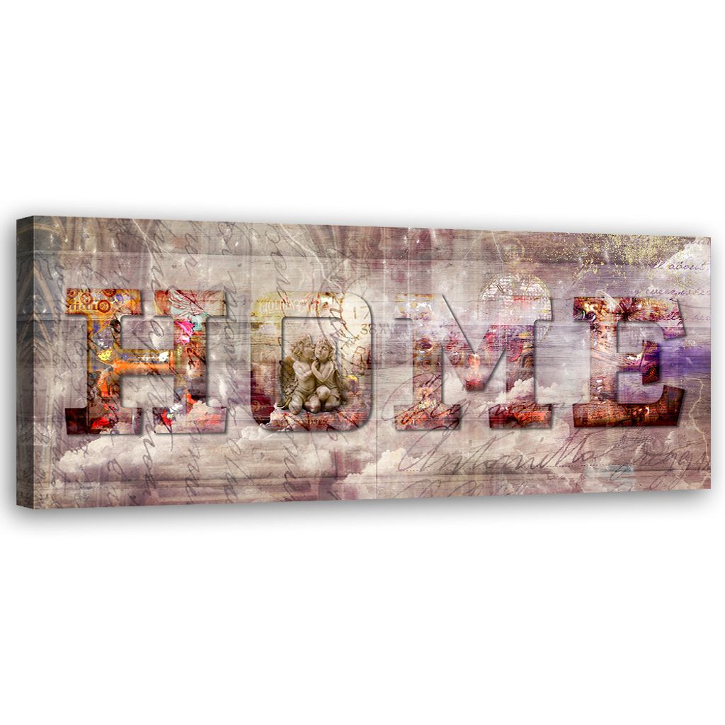 Leinwandbild Vintage Home Inschrift 90x30 Feeby Braun bild für die wand bereit zum aufhängen