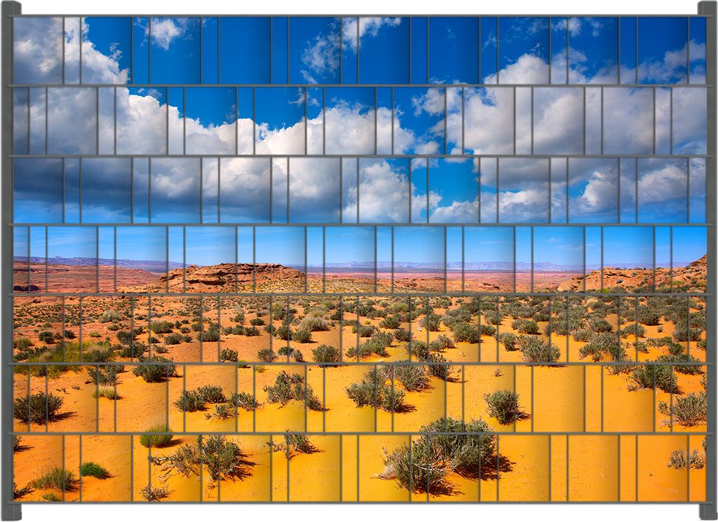 Wallario Zaunsichtschutz mit Motiv Wüste in Arizona - blauer Himmel mit Wolken I für Ein- und Doppelstabmatten Zäune in der Größe 200 x 140 cm