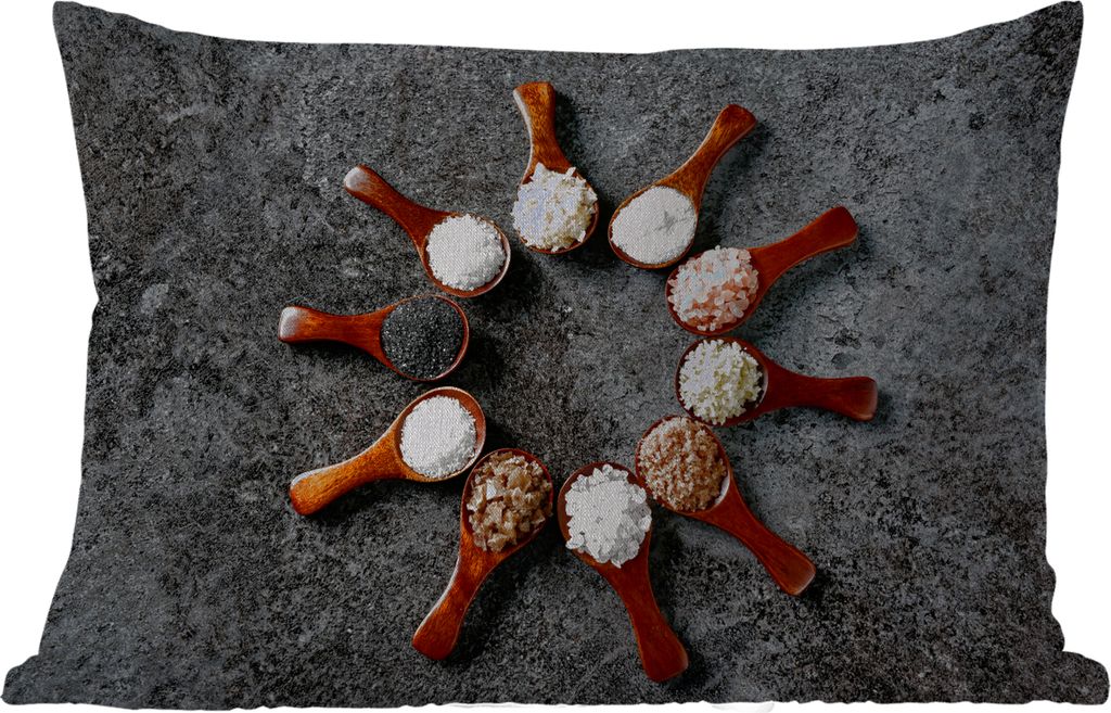 MuchoWow Outdoor Kissen - Löffel - Kräuter - Gewürze - Küche - Industrie - 50x30 cm - Wetterfest - Lounge Kissen - Sofa kissen - Wohnzimmer D...