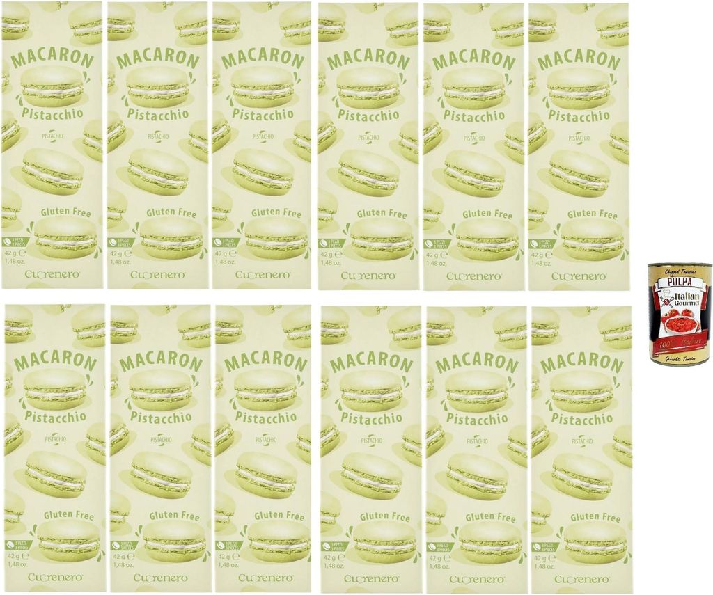 Cuorenero Macaron Pistacchio, gluten frei, gluten free, Kosher, Macaron Pistaziencreme 12x 42g + Italian Gourmet polpa 400g