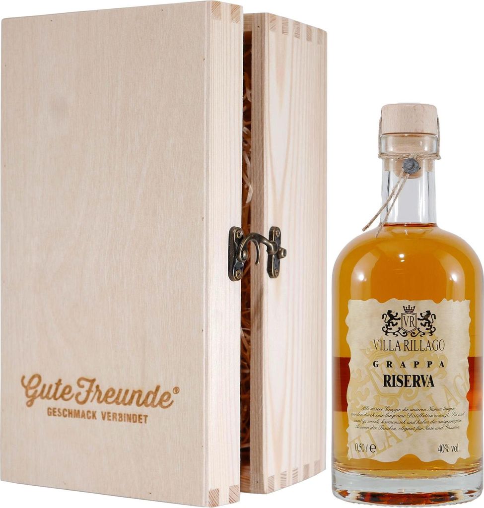 Villa Rillago Riserva Grappa mit Geschenk-Holzkiste