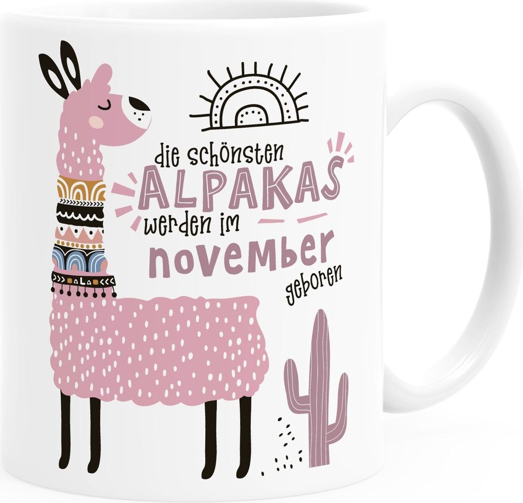Kaffee-Tasse Die Schönsten Alpakas werden im Januar-Dezember geboren anpassbares Motiv Geburtsmonat individuelle Geburtags-Geschenke Lama SpecialM...