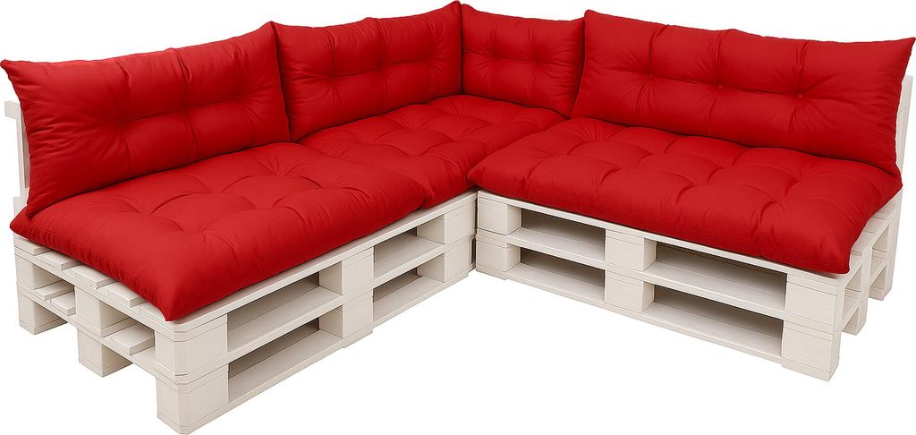 Palettenkissen Set 7-teilig Rot – Sitzkissen 120×50 cm & Rückenkissen 120×40 cm für Palettensofa, Lounge & Gartenmöbel palettenkissen outdoor
