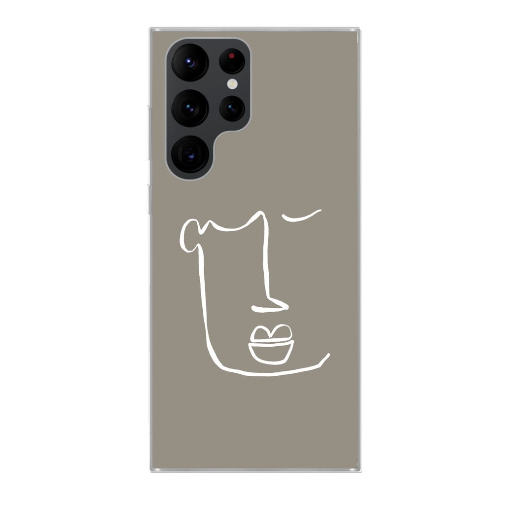 MuchoWow Handyhülle Schutzhülle Hülle für Samsung Galaxy S22 Ultra Lippen - Abstrakt - Strichzeichnung Silikon Softcase Handy Hülle - Abbildung