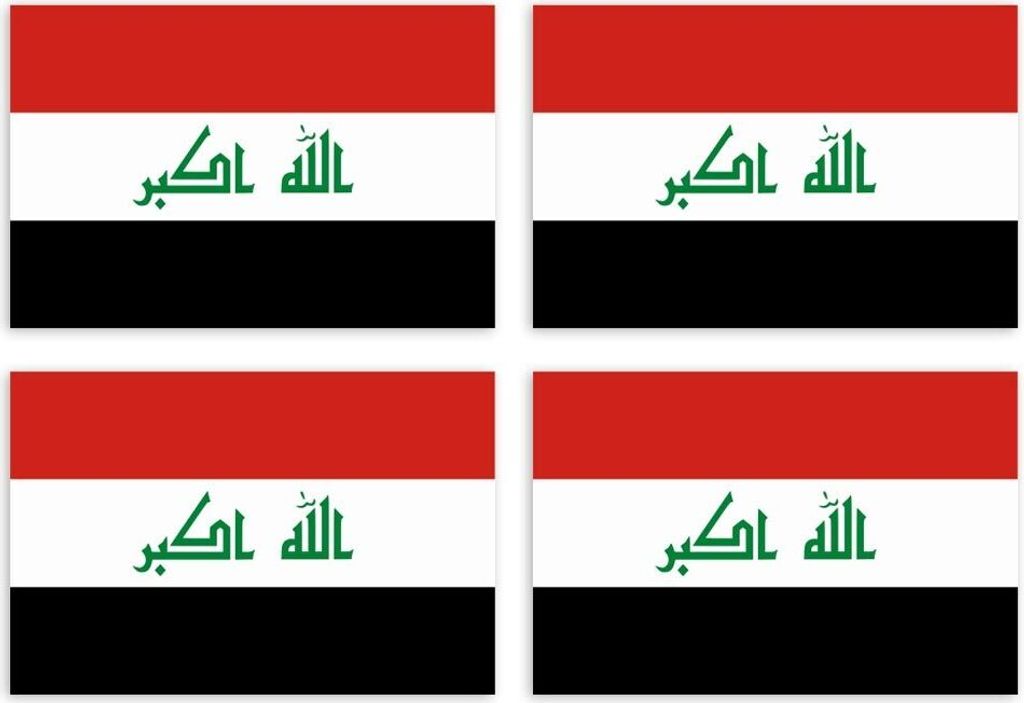 Kiwistar Aufkleber 4-er Set 4,5 x 3 cm Irak - Land Staat Autoaufkleber Flagge Länder Wappen Fahne Sticker Kennzeichen - Auto - Fahrrad - LKW