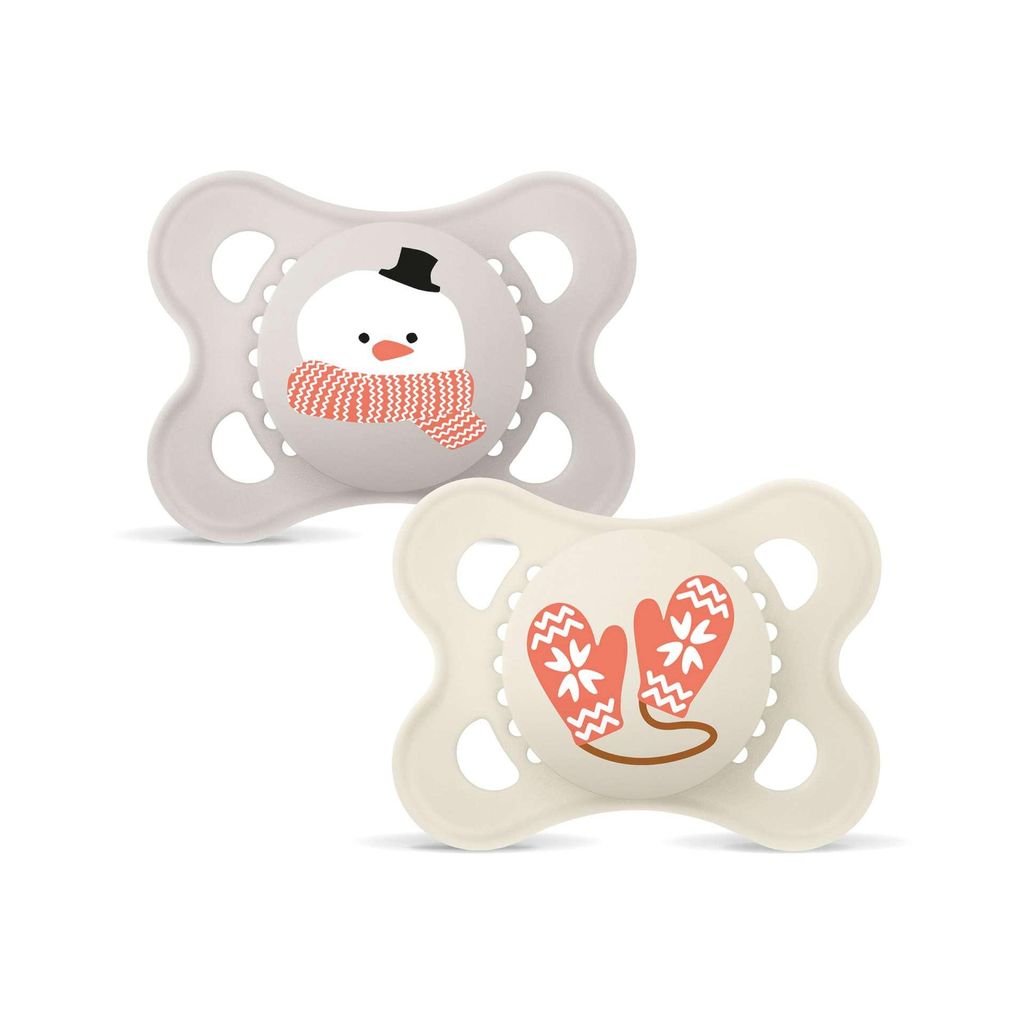 MAM ORIGINAL Winter Edition Silikon Schnuller Symmetrisch Oval 0-6M Beige