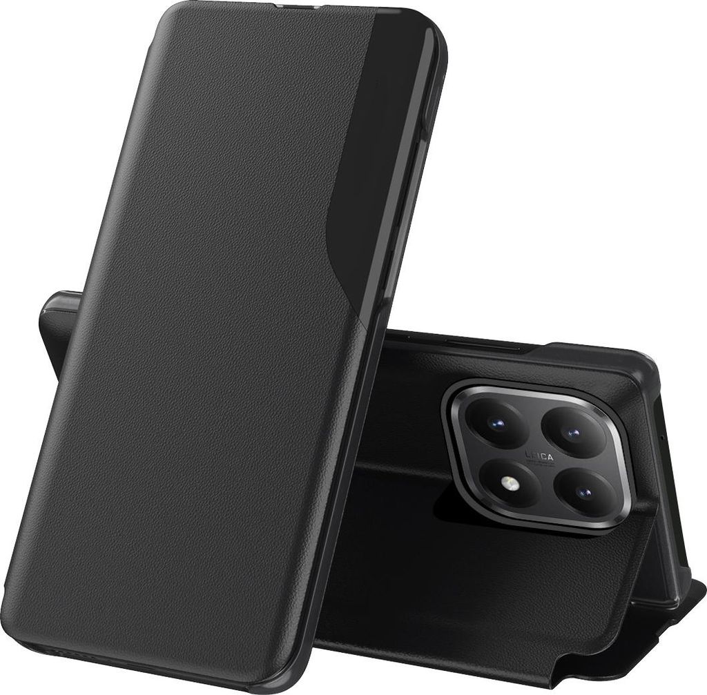 Hülle für Xiaomi 15T, Flip Stand Cover Kunstleder Schutzhülle Schwarz