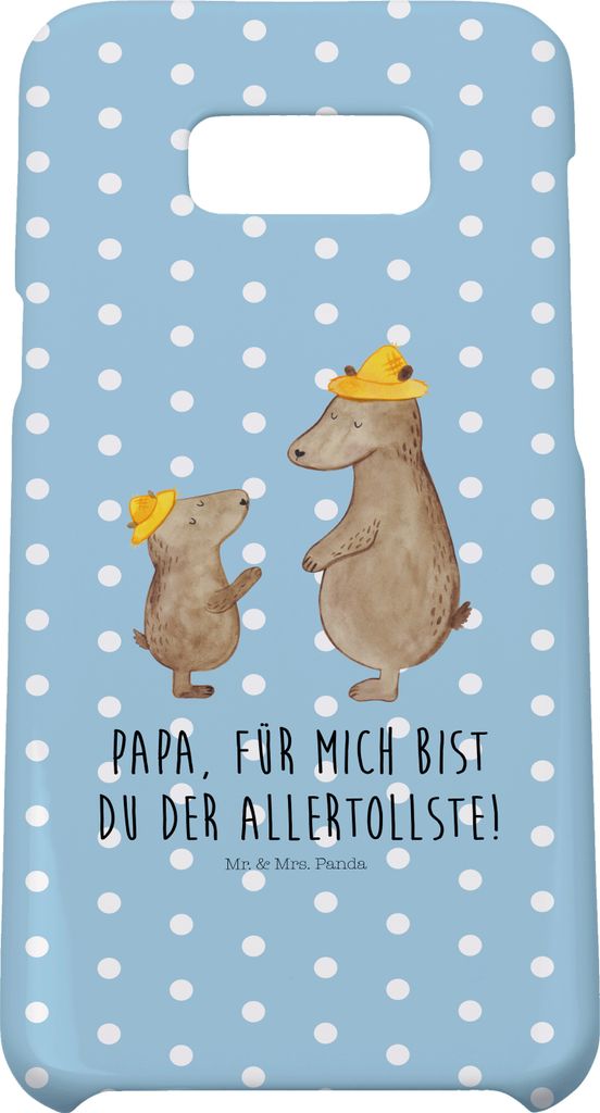 Mr. & Mrs. Panda Samsung Galaxy S8 plus Handyhülle Bären mit Hut - Blau Pastell - Geschenk, Kinder, Handy Case, Familie, Bär, Muttertag, Hülle,...