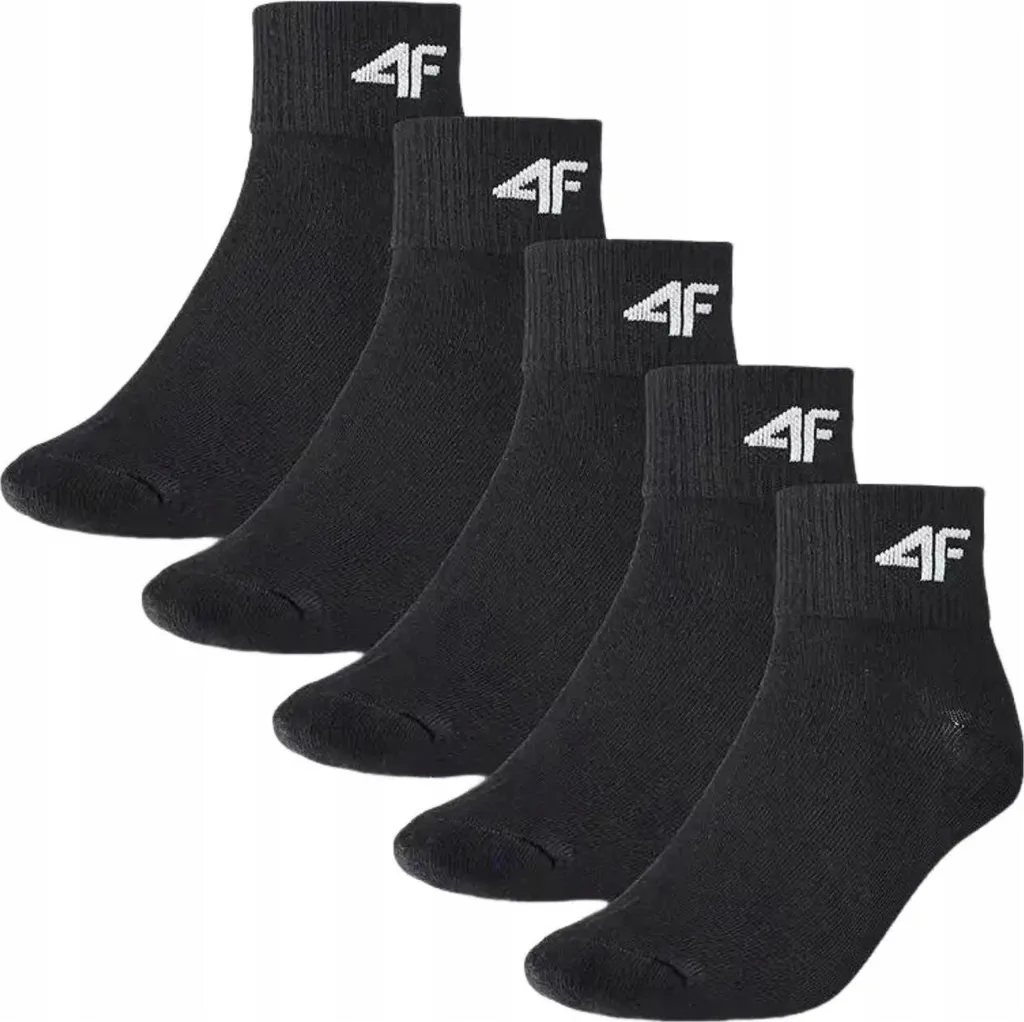 4F U295 Calze Sportive Bambino 38/40 | 5 Paia Unisex Nere Performance