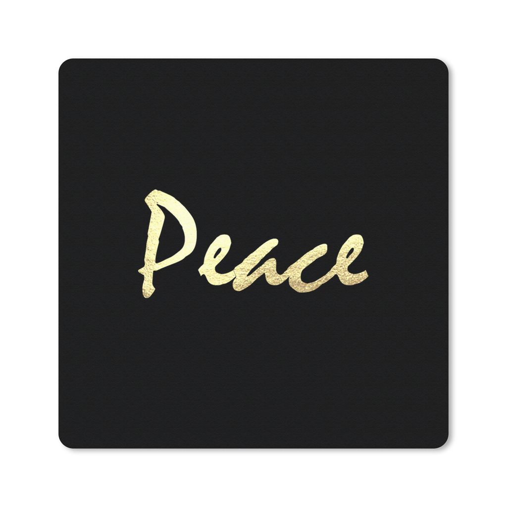 MuchoWow Mauspad Mousepad Zitat - Frieden - Gold - Schwarz 30x30 cm - Mousepads - Maus Mat - Pad - Mausunterlage - Gaming