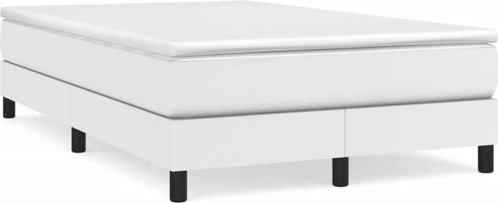 vidaXL Boxspringbett mit Matratze Weiß 120x190 cm Kunstleder