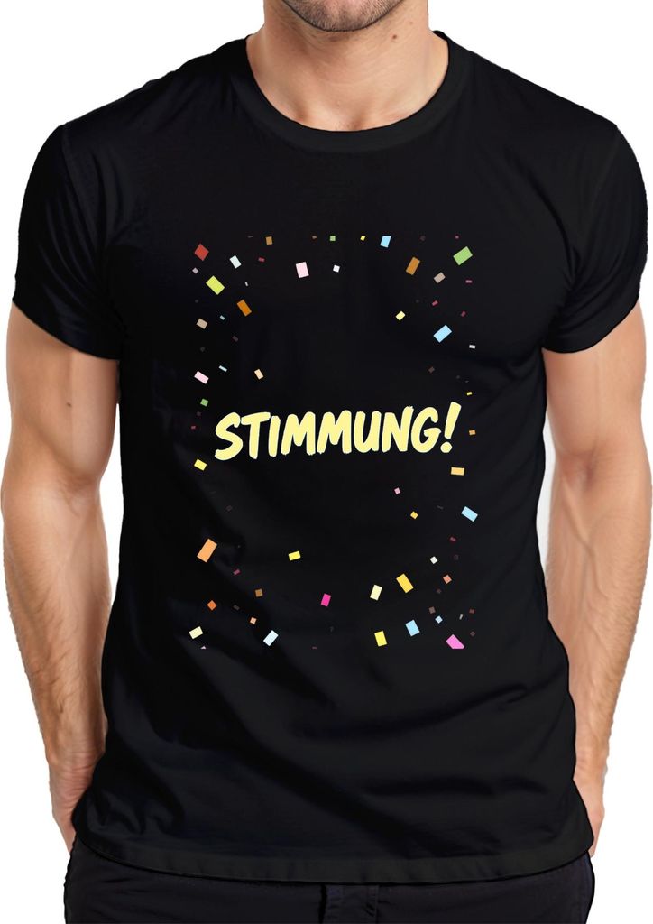 STIMMUNG! Konfetti Party Feier Geburtstag Geschenk Retro Spaß Herren T-Shirt, Schwarz, XL