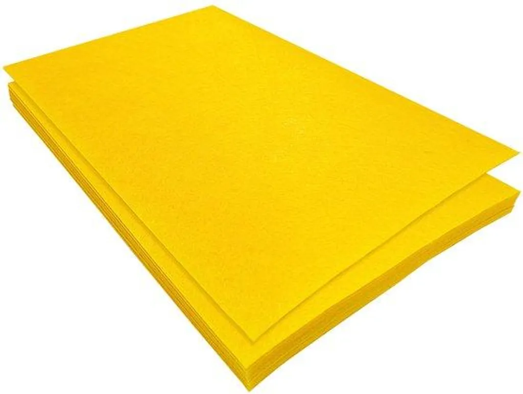 Lot de 11 coupons de feutrine jaune souple pour couture et collage