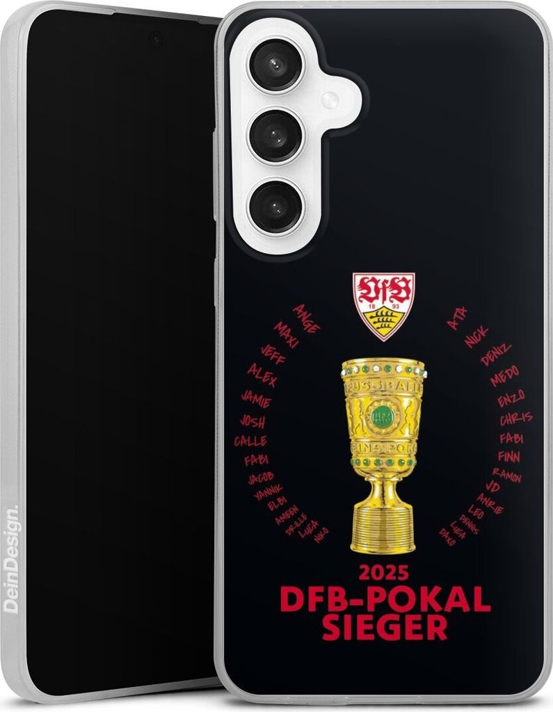 DeinDesign Slim Hülle für Samsung Galaxy S24 FE 5G Silikon Case Ultra Dünn Handyhülle Offizielles Lizenzprodukt Pokal VfB Stuttgart