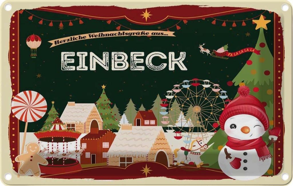 vianmo Blechschild 12x18 cm Weihnachten aus EINBECK