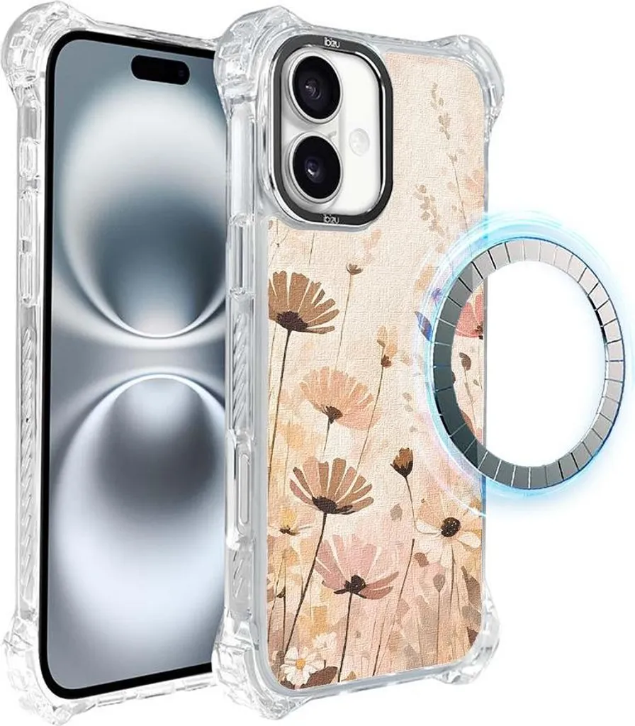 Coque iPhone 16 Plus IBIZU DropGuard Ultra MagSafe Boho Prairie Fleurs