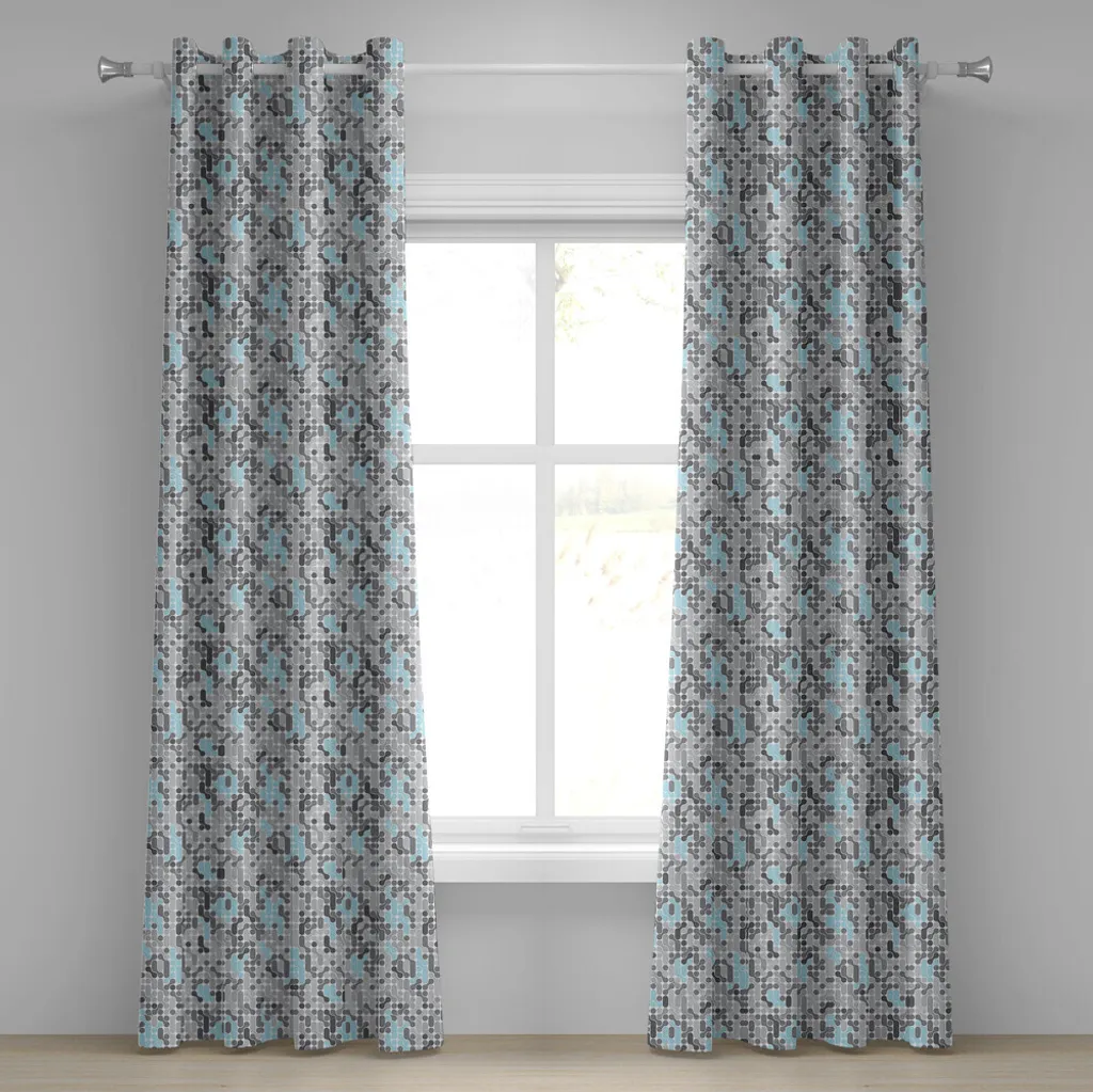 Set 2 Tende ABAKUHAUS 280x225 Grigio Antracite Azzurro Occhielli