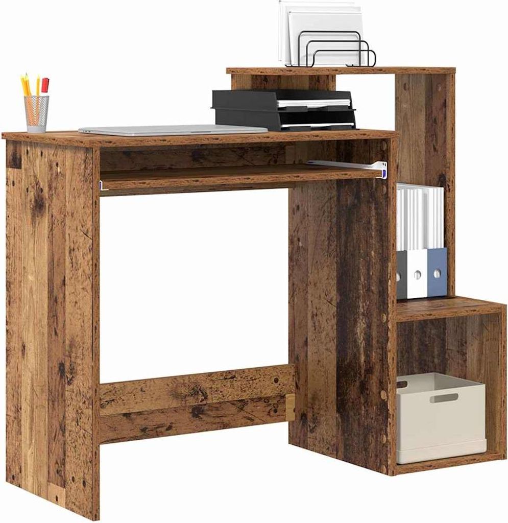 "im Sonderangebot"Schreibtisch/Büro-Möbel - CLORIS - Computertisch moderner - mit Regal Altholz 106 x 41 x 88.5 cm Holzwerkstoff - DEMöbel4235824