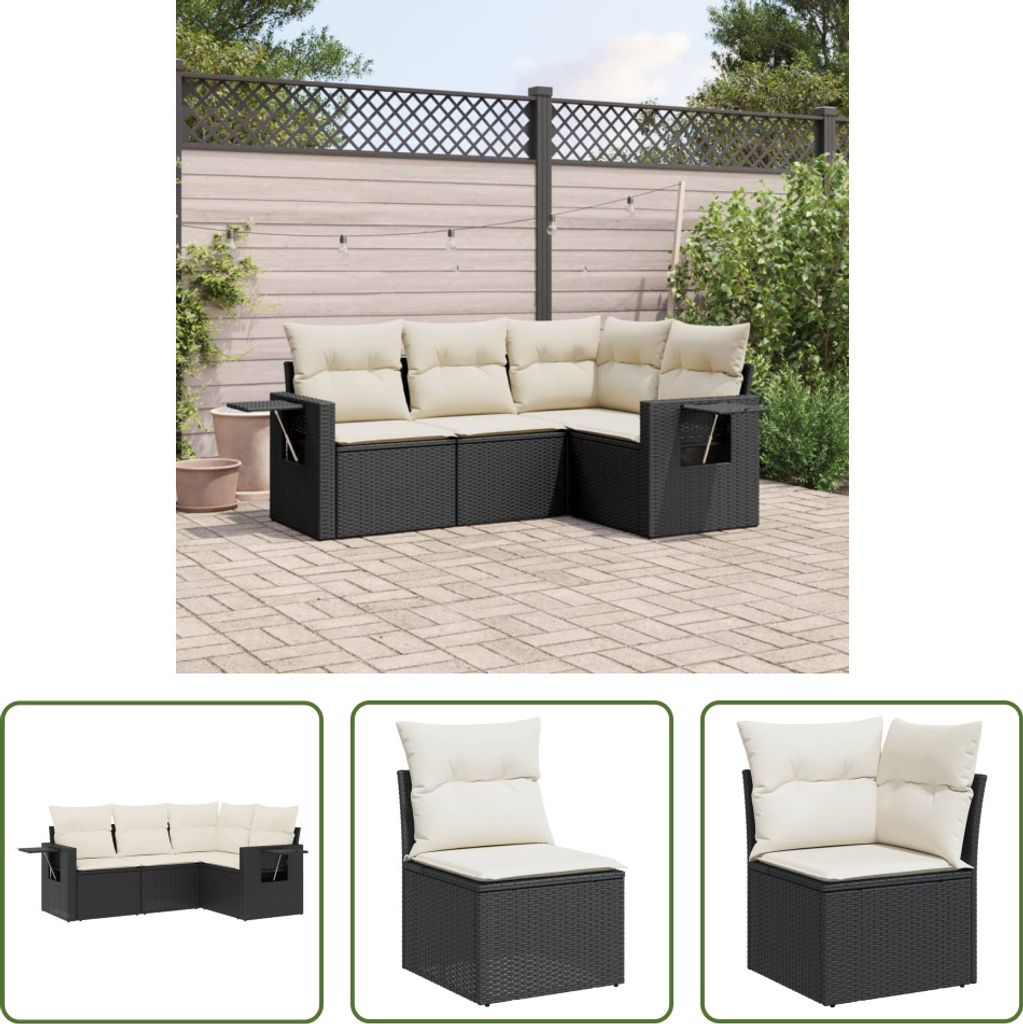 The Living Store 4-tlg. Garten-Sofagarnitur mit Kissen Produktbild 