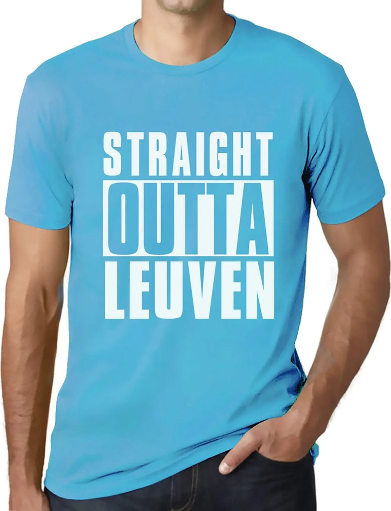 Herren Grafik T-Shirt Straight Outta Leuven Öko-Verantwortlich Vintage Jahrgang Kurzarm Lustige Druck Geburtstag Geschenk Mann
