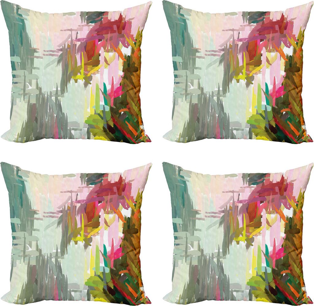 ABAKUHAUS Kunst Kissenbezug Set (4 Stück), Ölgemälde Zufall Hits, Moderner Doppelseitiger Digitaldruck, 60 cm x 60 cm, Mehrfarbig