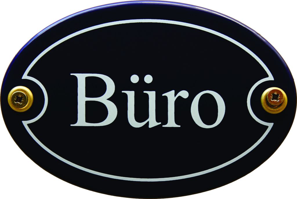 Emaille Türschild Büro blau oval Schild Emailleschild Metallschild Blechschild
