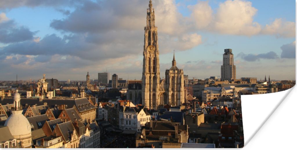 MuchoWow Poster Architektur - Sonne - Antwerpen 160x80 cm - Foto Poster