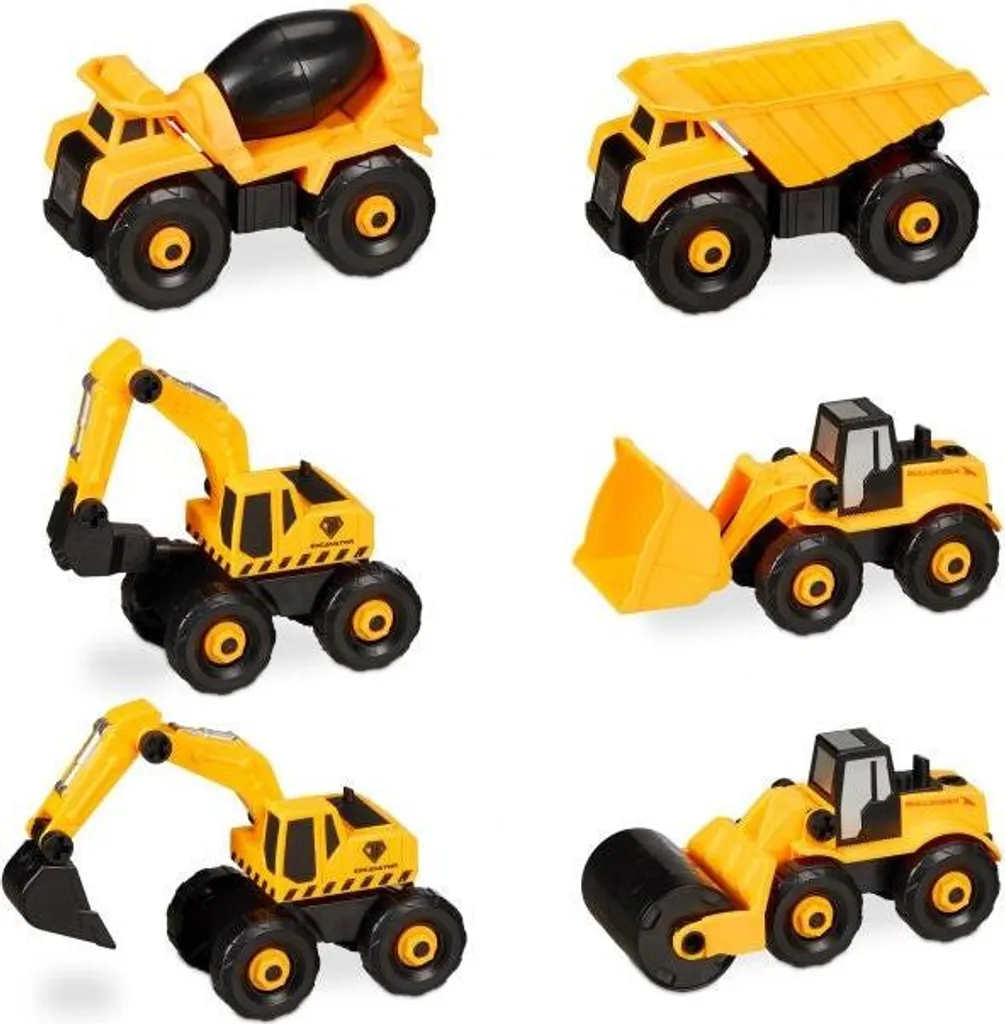 Engins de chantier articulés pour enfants - Kit de 6 modèles robustes