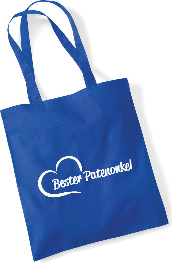 Huuraa Jutebeutel Bester Patenonkel Herz 10 Liter Bright Royal Baumwolle Tasche Geschenkidee