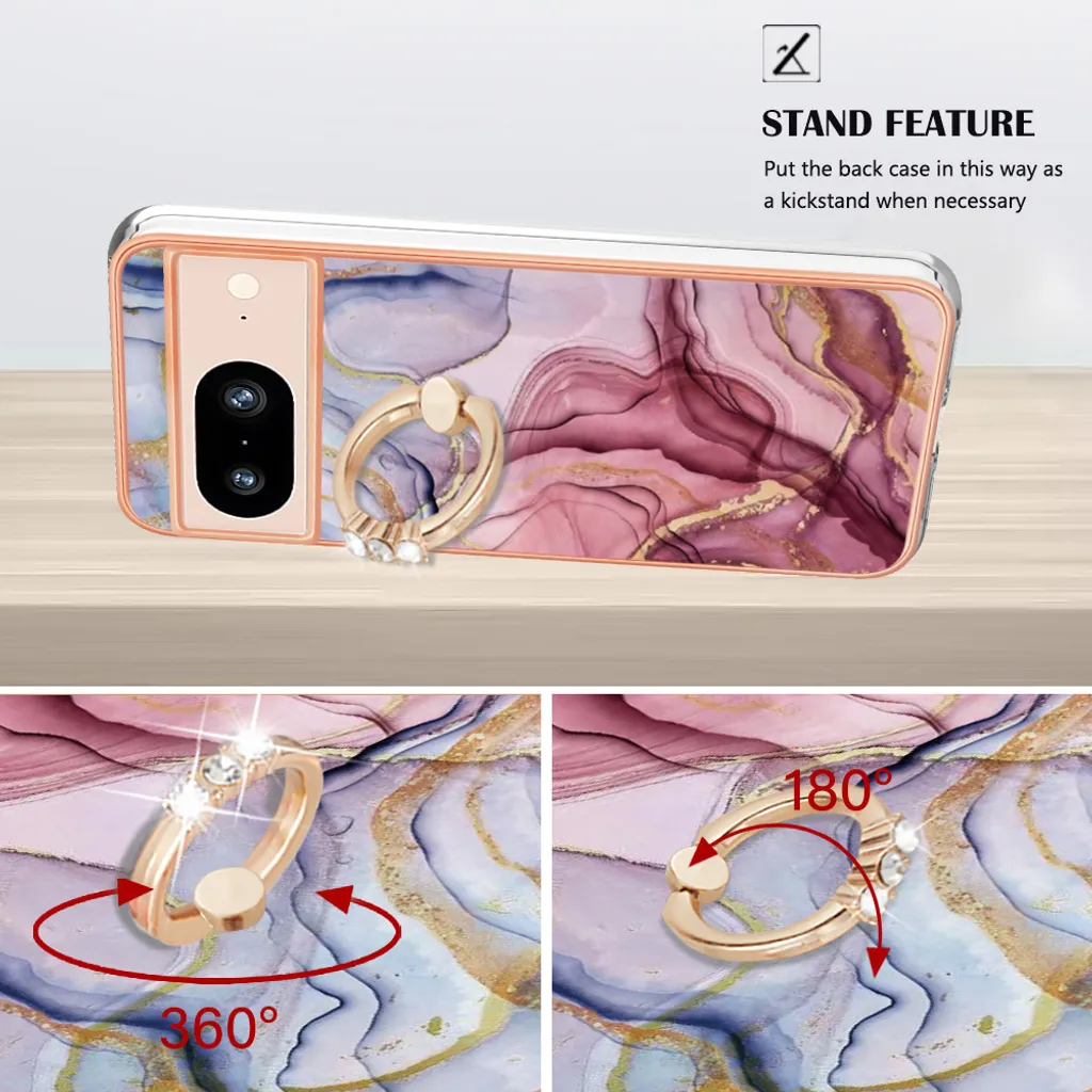 Custodia Luxury Google Pixel 8 Oro Rosa - TPU con Ring Support - 3