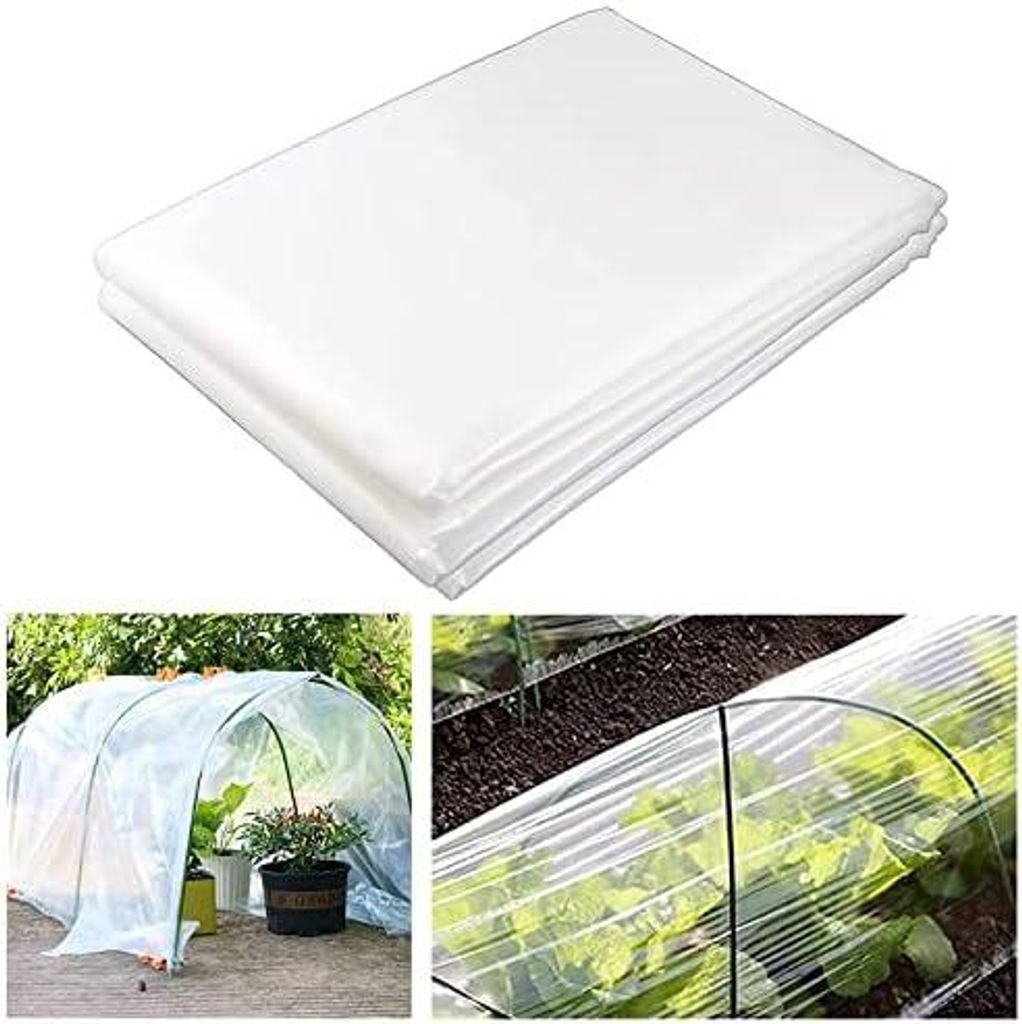 4 x 3M Extra Dick Polyethylen Folie Transparent Gewächshausfolie Plastikfolie Staubschutzfolie Reißfest Gartenfolie aus Polyethylen für Gartenar...