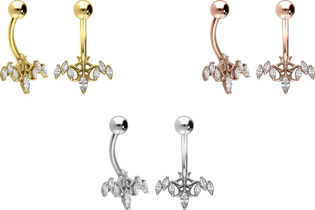 Bauchnabelpiercing Titan Bananabell mit Innengewinde KRISTALLVOGEL