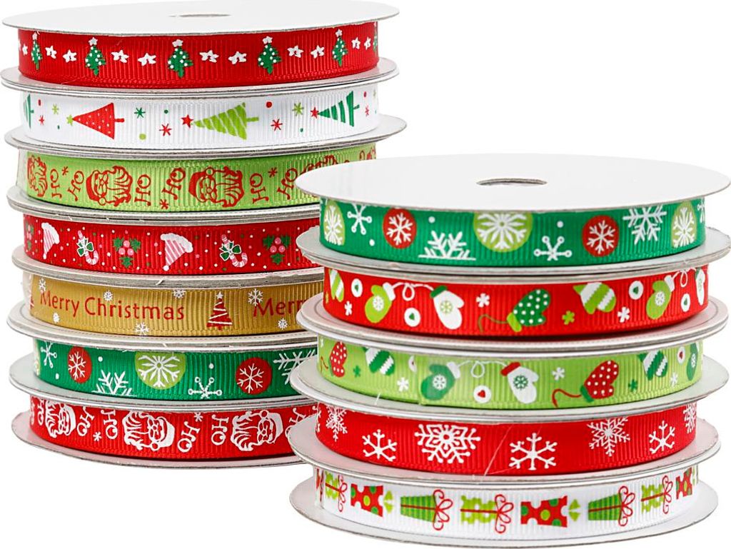 Weihnachtsband, B: 10 mm, 12x3 m 1 Karton