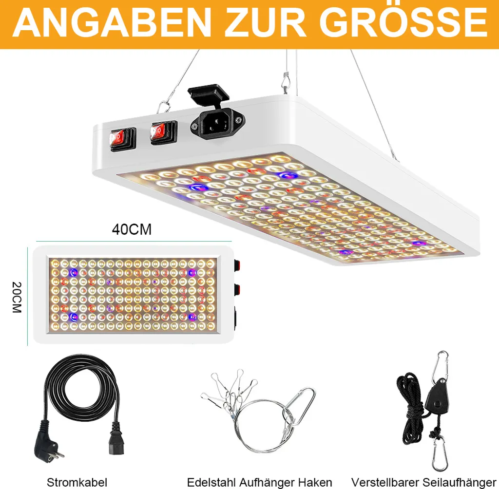 Lampe Plante 100W 288 LED Spectre Complet - 3 Modes - Idéal Pousse - 5